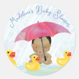 Niedliches Afro American Baby Ducky Runder Aufkleber