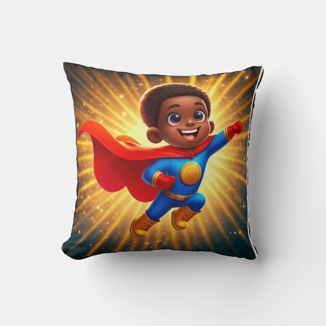 Niedliches Afro Superhero-Kissen Kissen (Vorderseite)