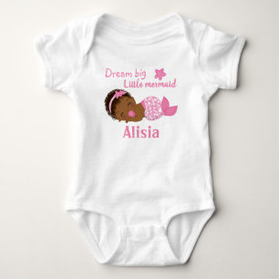 Niedliches Afroamerikanisches Baby-Mädchen Mermaid Baby Strampler