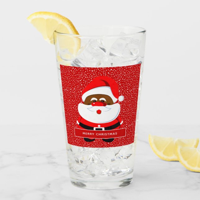 Niedliches afroamerikanisches Weihnachtsfest Glas (Vorderseite Ice)