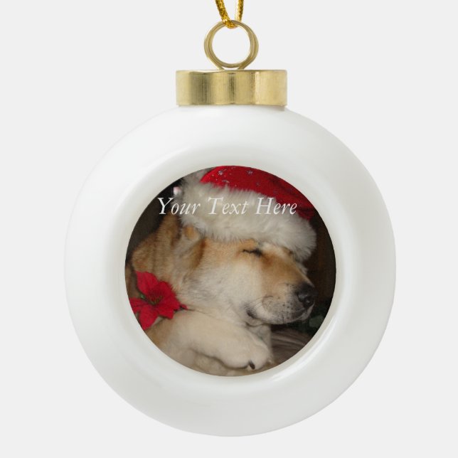 niedliches Akita in der Keramik Kugel-Ornament (Vorderseite)