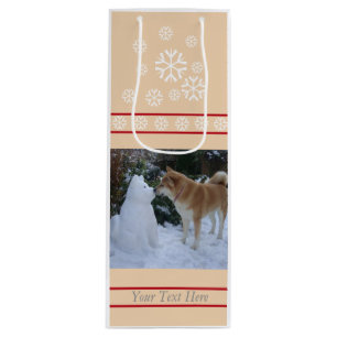 niedliches Akita küssendes Geschenktüte Für Weinflaschen