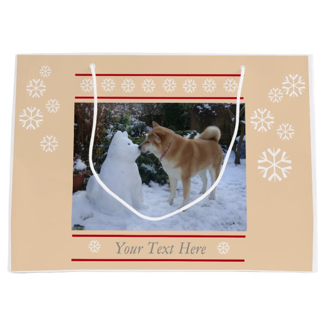 niedliches Akita küssendes Große Geschenktüte (Vorderseite)