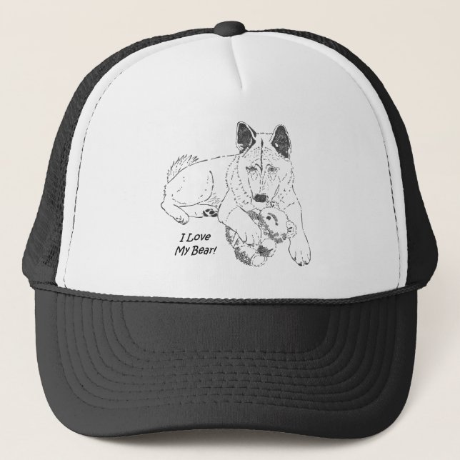 Niedliches Akita mit Teddybärnhund Truckerkappe (Vorderseite)