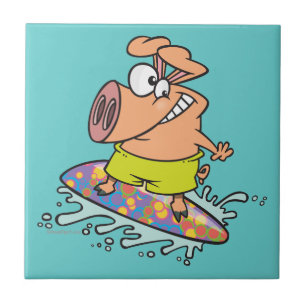 niedliches albernes Surfschwein Fliese
