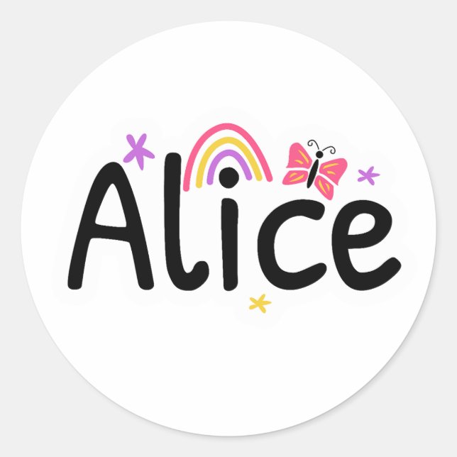 Niedliches Alice-Design Runder Aufkleber (Vorderseite)