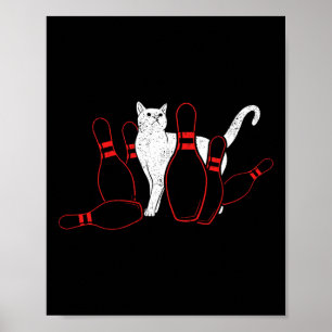 Niedliches Alley Cat Knocking Bowler Tipping Bowli Poster