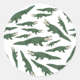 Niedliches Alligator-Krokodil-Muster Runder Aufkleber
