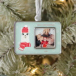 Niedliches Alpaca Baby's First Christmas Custom Fo Rahmen-Ornament Silber<br><div class="desc">Adorable personalisierte Weihnachtsbaumschmuck mit einer süßen Illustration eines gebündelten Alpaca.</div>