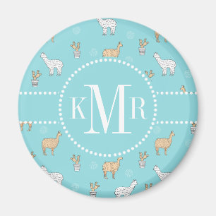 Niedliches Alpaca Llama Cactus Pattern Magnet