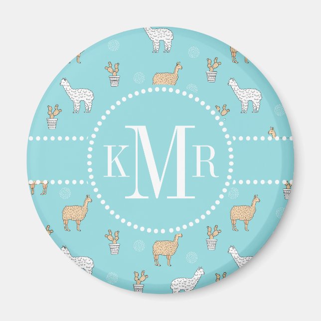 Niedliches Alpaca Llama Cactus Pattern Magnet (Vorne)