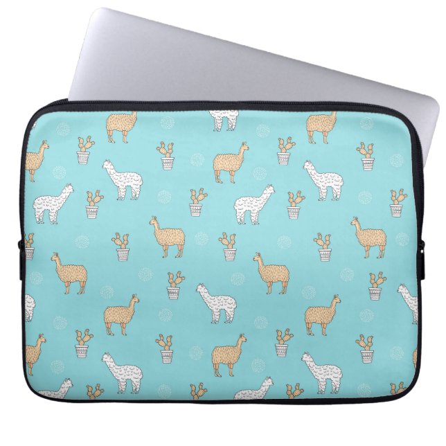 Niedliches Alpaca-Llama-Kakteen-Muster Laptopschutzhülle (Vorderseite)