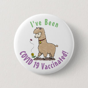 Niedliches Alpaca mit Schmetterling-Cartoon Button