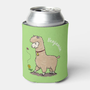 Niedliches Alpaca mit Schmetterling-Cartoon Dosenkühler
