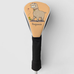 Niedliches Alpaca mit Schmetterling-Cartoon Golf Headcover