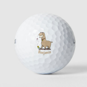 Niedliches Alpaca mit Schmetterling-Cartoon Golfball