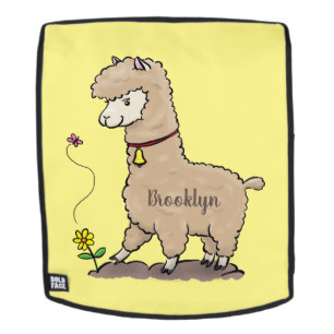 Niedliches Alpaca mit Schmetterling-Cartoon Rucksack
