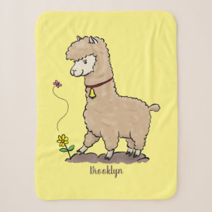 Niedliches Alpaca mit Schmetterling-Cartoon Sherpadecke