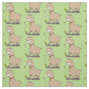Niedliches Alpaca mit Schmetterling-Cartoon Stoff