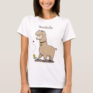 Niedliches Alpaca mit Schmetterling-Cartoon T-Shirt