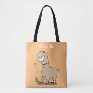 Niedliches Alpaca mit Schmetterling-Cartoon Tasche