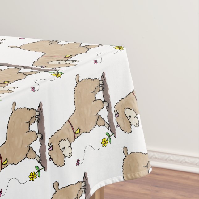 Niedliches Alpaca mit Schmetterling-Cartoon Tischdecke (Beispiel)