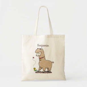 Niedliches Alpaca mit Schmetterling-Cartoon Tragetasche