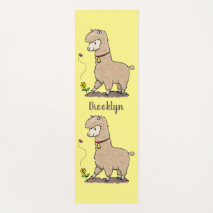 Niedliches Alpaca mit Schmetterling-Cartoon Yogamatte