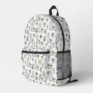 Niedliches Alpaca- und Cactus-Muster Bedruckter Rucksack