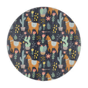 Niedliches Alpaka-Muster Schneidebrett