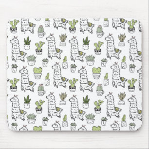 Niedliches Alpaka-u. Kaktus-Muster Mousepad