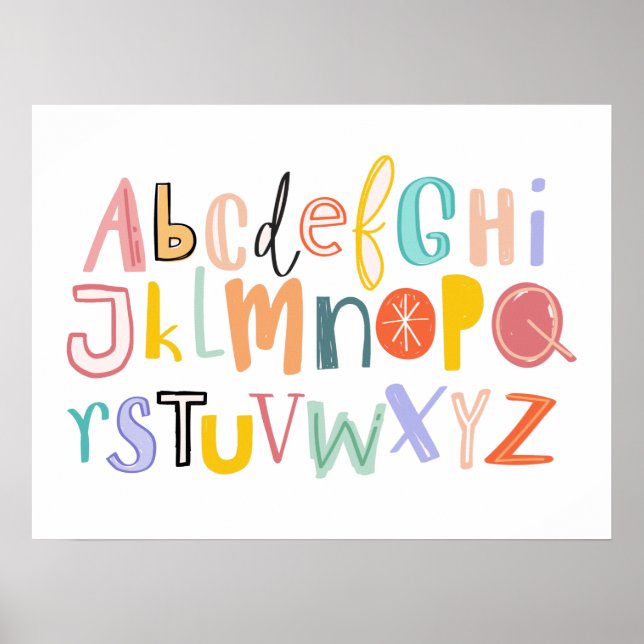 Niedliches Alphabet coole Typografie Poster (Vorne)