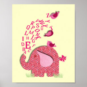 Niedliches Alphabet Elephant Baby Kinderzimmer dru Poster