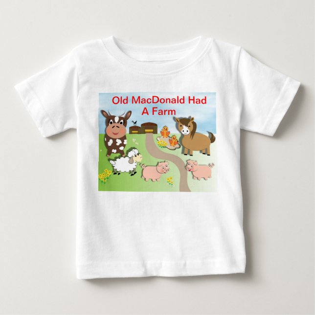 Niedliches altes MacDonald hatte ein Bauernthema Baby T-shirt (Vorderseite)