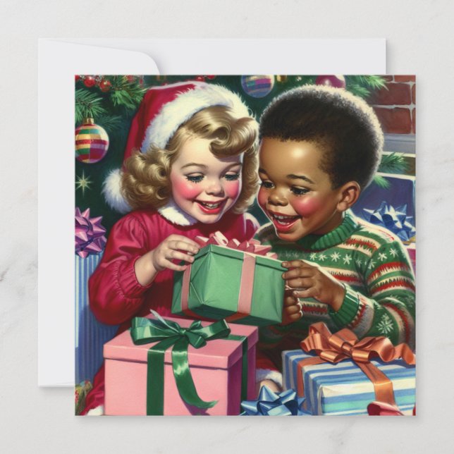 Niedliches altmodisches Weihnachten und glückliche Karte (Vorderseite)