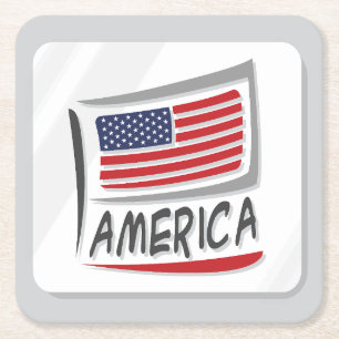 Niedliches Amerika und Flaggen-Logo Rechteckiger Pappuntersetzer