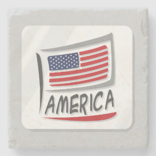 Niedliches Amerika und Flaggen-Logo Steinuntersetzer