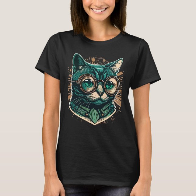 Niedliches anamorphes Goggle mit Katzengewächse Ei T-Shirt (Vorderseite)