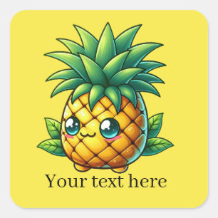 Niedliches Ananas-Früchte-Sommer-Zusatz Quadratischer Aufkleber