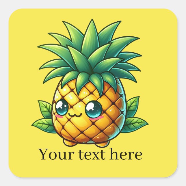 Niedliches Ananas-Früchte-Sommer-Zusatz Quadratischer Aufkleber (Vorderseite)