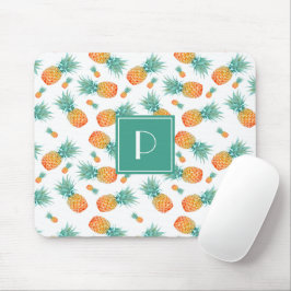 Niedliches Ananas Fruchtmuster Monogramm Mousepad