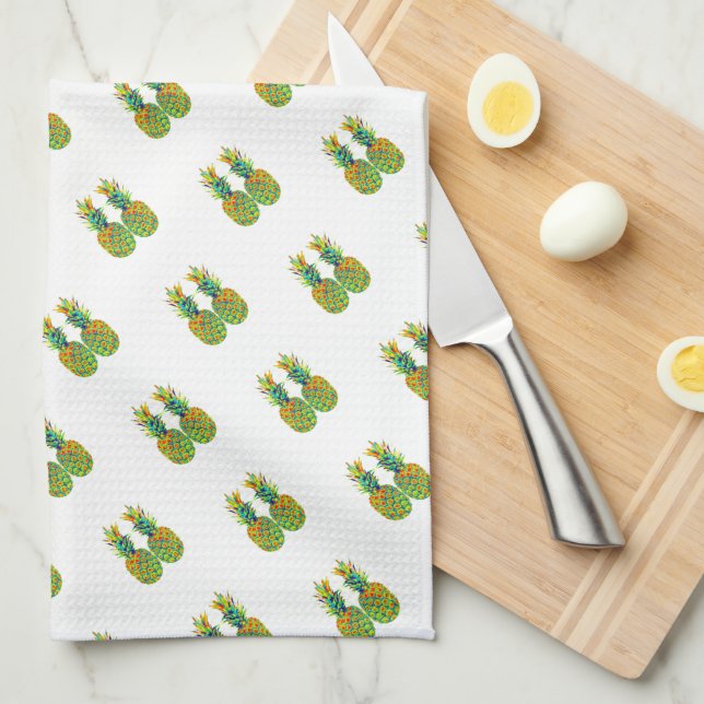 NIEDLICHES Ananas-Muster Geschirrtuch (Viertel Falte)