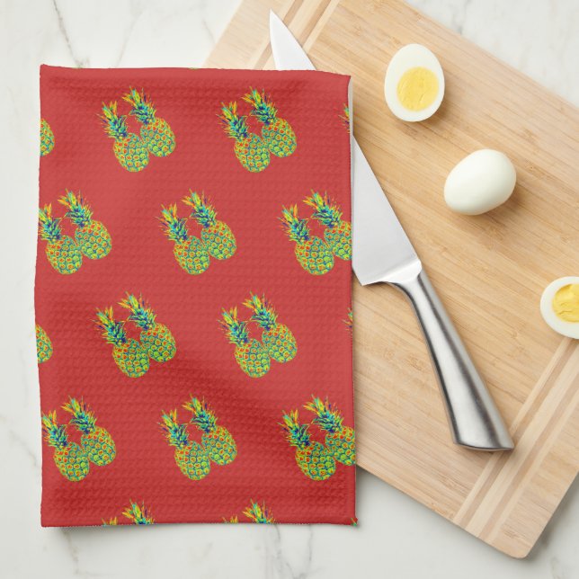 NIEDLICHES Ananas-Muster Geschirrtuch (Viertel Falte)