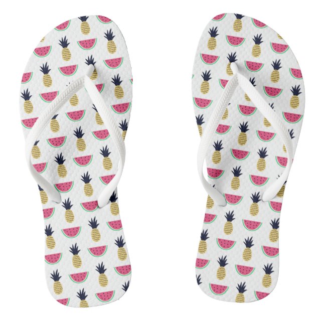 Niedliches Ananas-u. Wassermelone-Gekritzel-Muster Flip Flops (Fußbett)