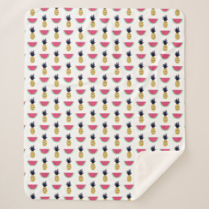 Niedliches Ananas-u. Wassermelone-Gekritzel-Muster Sherpadecke