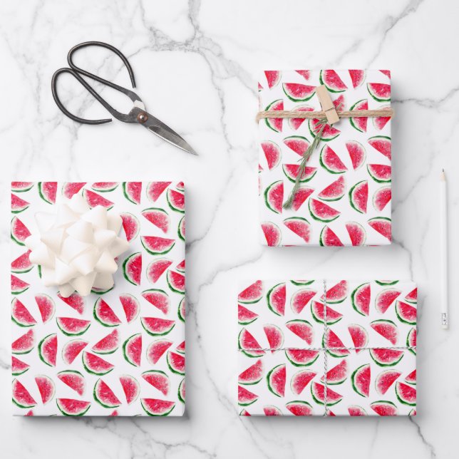 Niedliches Ananas- und Wassermelonmuster Geschenkpapier Set (Vorderseite)