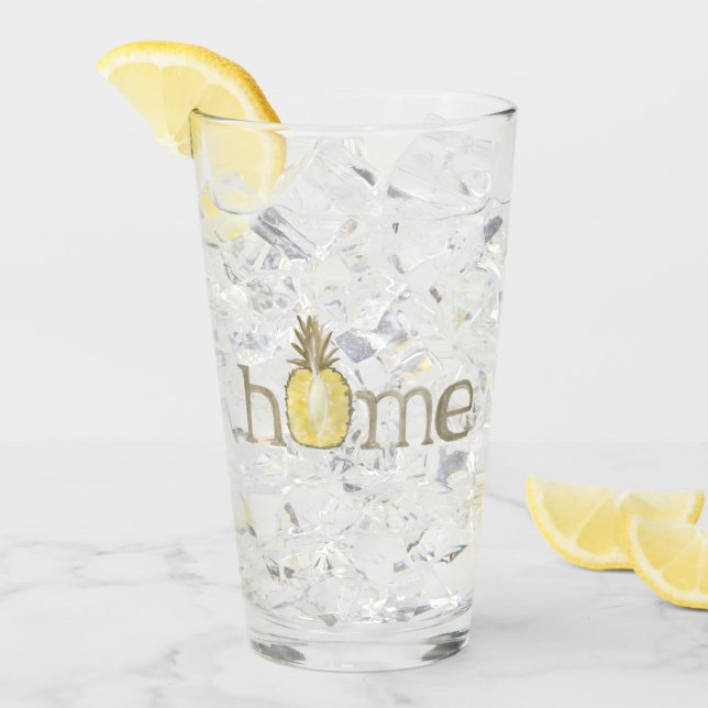 Niedliches Ananas-Zuhause-Aquarellglas Glas (Vorderseite Ice)