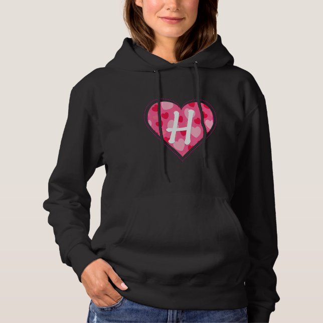 Niedliches Anfangsbuchstabe H Herzmuster für W Hoodie (Vorderseite)
