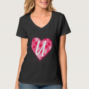 Niedliches Anfangsbuchstaben U Herzmuster für W T-Shirt