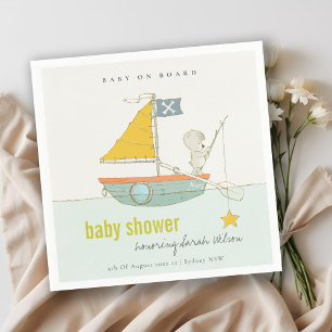 Niedliches Angeln Teddy Bear Star Sailboat Babydus Serviette